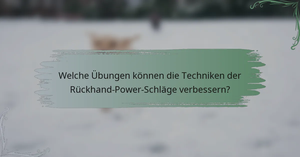 Welche Übungen können die Techniken der Rückhand-Power-Schläge verbessern?