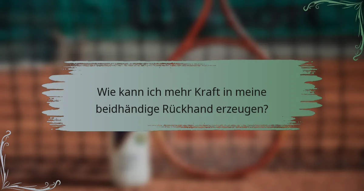 Wie kann ich mehr Kraft in meine beidhändige Rückhand erzeugen?