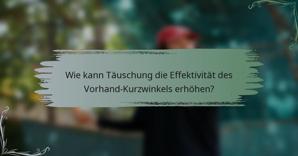 Wie kann Täuschung die Effektivität des Vorhand-Kurzwinkels erhöhen?